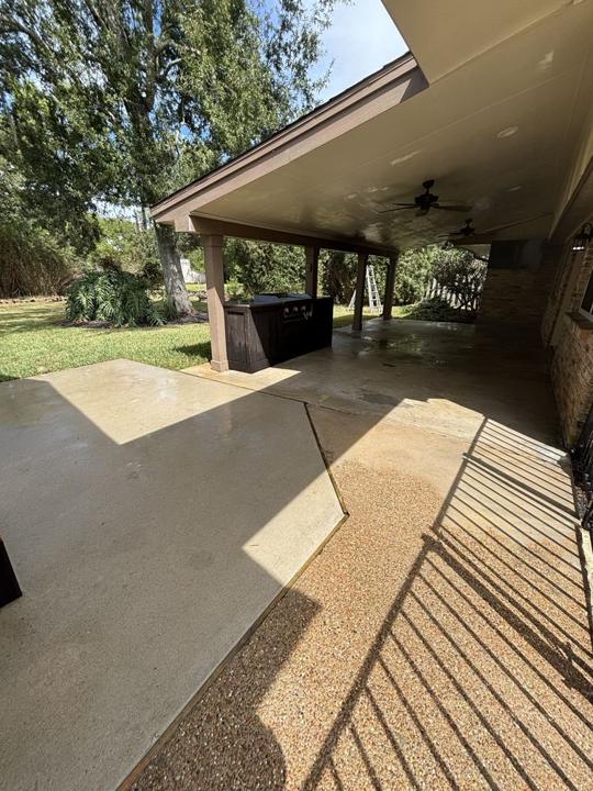 Covered patio concrete after cleaning
