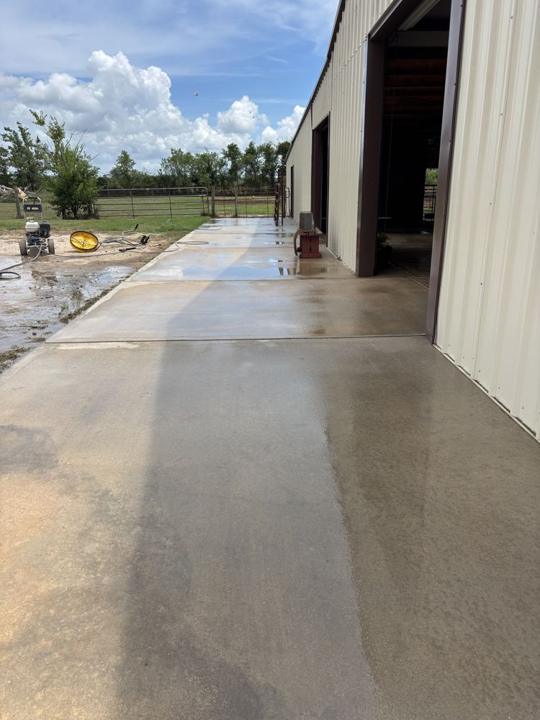 Barn walkway concrete after cleaning