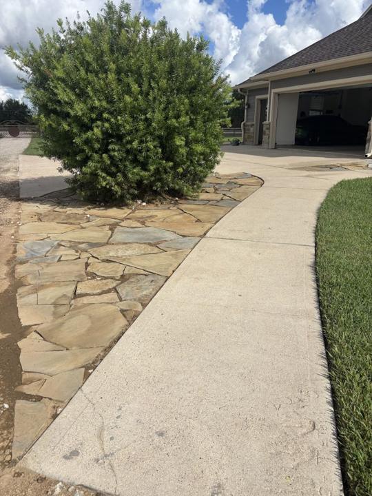 Flagstone and concrete walkway after cleaning